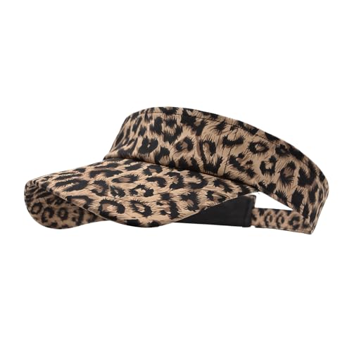 YAMEIZE Leopard Sonnenblenden Frauen Männer Gepardenmuster Lauf Golf Tennis Sonnenhut Verstellbare Pferdeschwanz Kappe für Sport
