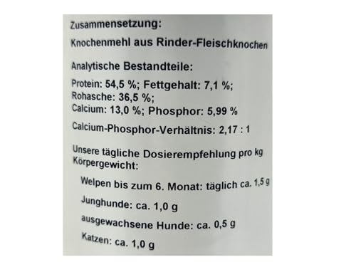 Lunderland Knochenmehl 700g Ergänzungsfuttermittel für Hunde und Katzen I Natürliches Calcium zur Unterstützung der Knochen und Gelenke I 100% Knochenmehl