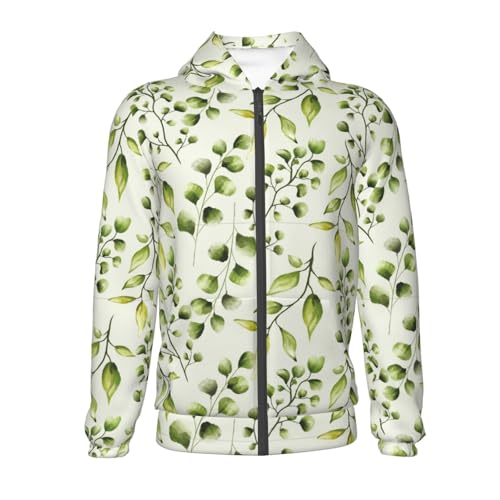 Greenery Leaves Kids Pullover Hoodies Boys Zip Up Sweatshirts Girls Athletic Clothes with Pocket2