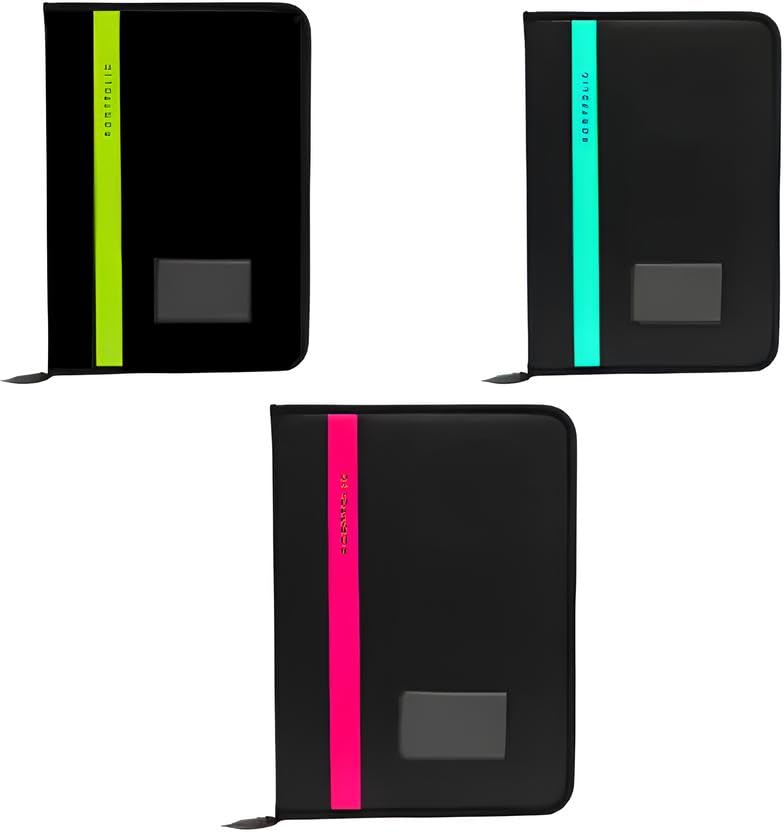 L.k A4 Size Faux Leather Executive Professional File Folders for Certificates, Legal Documents with Leafs/Sleeves/Document Folder with Zip Colours May Vary-Pack of 1 (Set of 3, Multicolor)