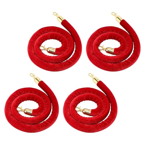 Paquete De 4 Barreras De Cuerda De Terciopelo Rojo, Cuerdas De Terciopelo para Fiestas Y Alfombras Rojas, Cuerdas De Control De Multitudes, Cuerdas Colgantes VIP