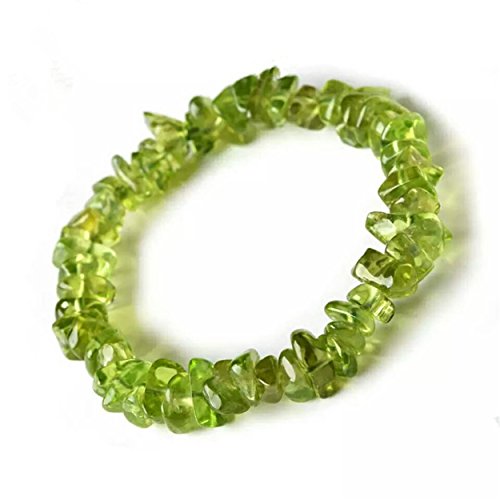 Green Natural Olivine Peridot Gemstone Crystal Bead Stretch Bracelet 6mm