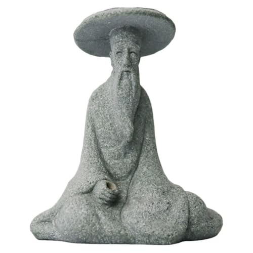 Hemoton U151184UXXV9 Mini Fisherman Statue Fairy Garden Figurine Elder Statue Aquarium Exotic Environments Bonsai Pot Asian Decoration cover