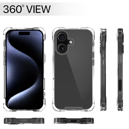 Image of Pikkme Back Cover for iPhone 17 PC + TPU Clear Transparent Raised Edges Shockproof Protective Phone Bumper Case(Transparent)