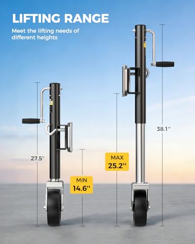 Image of KYX Boat Trailer Jack, 1500 lbs Trailer Jack with 8 Inch Single Wheel, 10.6 inch Vertical Lift, Heavy Duty Swivel Tongue Jack for RV, Boat, Horse & Utility Trailers