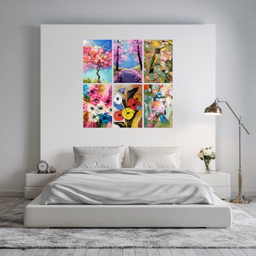 Image of SiddArtify Floral Wall Art Prints Set - Textured Flower Poster Decor for Living Room Bedroom Office - 8x12 inch Board Pack of 6