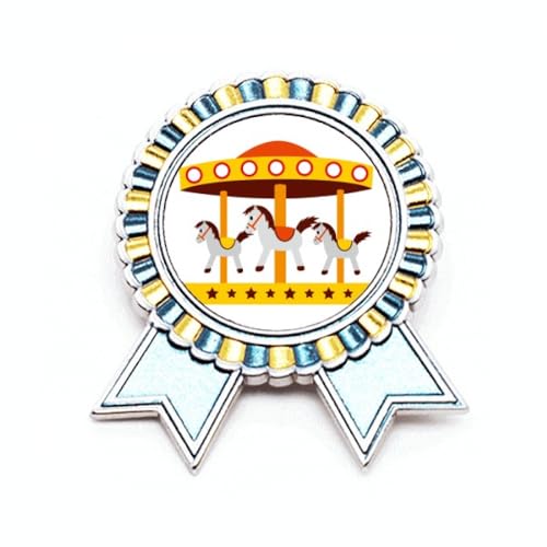 Broche carrousel en métal coloré taille M au style rétro