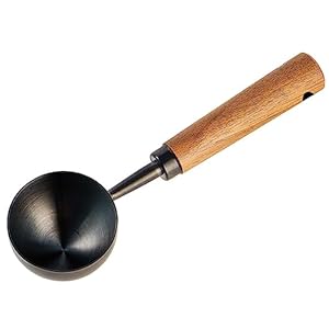 Coffee Scoop For Ground Coffee,Coffee Beans And Tea,10g-Measuring Tablespoon-304 Stainless Steel Coffee Spoon With Nature Walnut wood Handle,Black