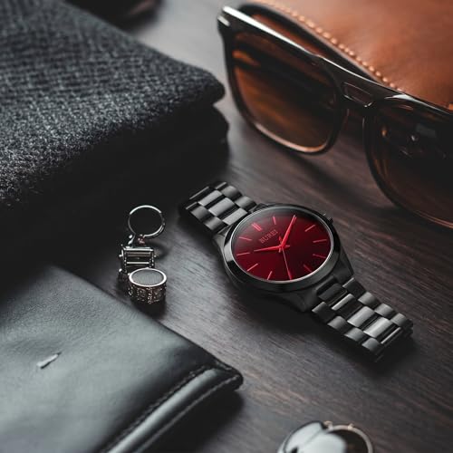 Image of BUREI Men's Wrist Watch, Analog Stainless Steel Dress Waterproof Quartz Watch for Men with Japanese Movement,Refined Gifts for Men, Boyfriend, Husband, Dad