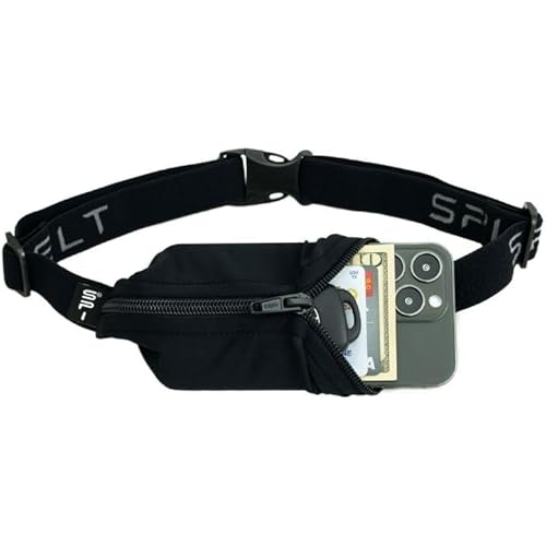SPIbelt Running Belt for Women Men, Phone Holder for Running, Running Fanny Pack, Holder for Phone, Running Waist Pack, Adjustable Waist, [Fits All Phones]. Black with Black Zipper