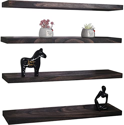 Zboabrri 24 Inch Floating Shelves For Wall Decor Wood Wall Shelves For Bedroom Living Room Kitchen Bathroom Set Of 4 Brown #TOP25
