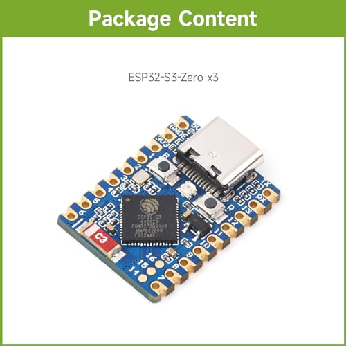Image of Waveshare 3PCS ESP32-S3 Mini Development Board, Based On ESP32-S3FH4R2, Onboard Multi-Function GPIO Pins, Dual-Core Processor, 240MHz Running Frequency, 2.4GHz Wi-Fi & BLE 5