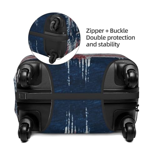 Blue Background British Flag Durable Luggage Cover Suitcase Protector Anti-Scratch Luggage Cover Fits 18-32inch Luggage, Black, M4