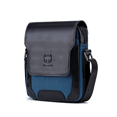 LIANGFUN Herren Umhängetasche Leder Mode Business kleine Aktentasche Büro Arbeit Studie Persönlichkeit Multi-Pocket Diagonale Tasche Kleinen Rucksack(Schwarz) Cover