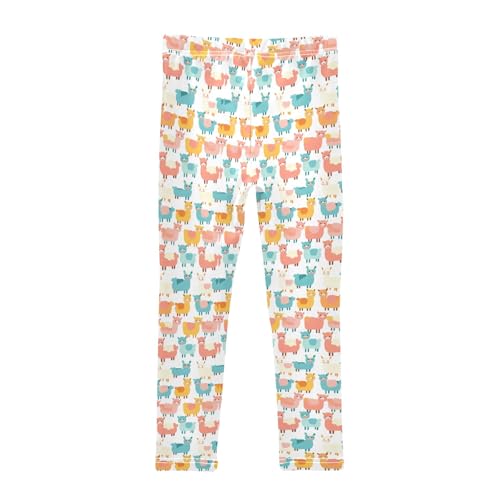 Color Alpaca Cute 2 Girls Leggings Athletic Pants Tights Stretch Bottom2