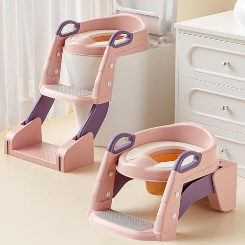 Image of Toilet Potty Training Seat, 2 in 1 Toddler Toilet Seat with Anti-Slip Step Stool Ladder, Dual-Form Splash Guard Potty Seat (INCL 1*Urinal, Works AS Potty SEAT OR Toilet Ladder) for Kids Boys Girls