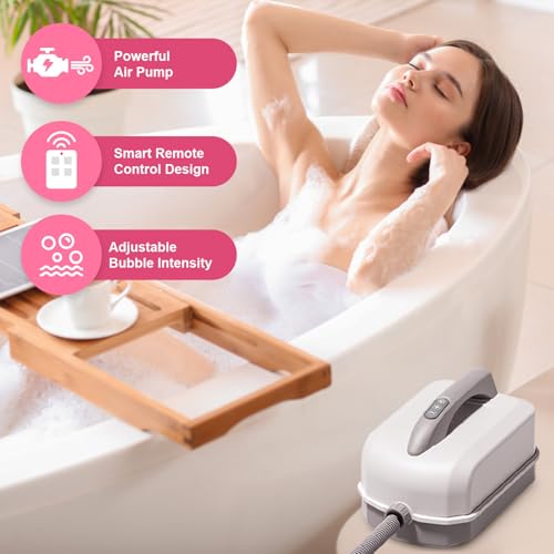 Portable Spa Bubble Bath Massager,Full Body Waterproof Spa Mat for Bathtub, 6-Speed Bubbles, Remote Control & Non-Slip Suction Cups for Home Relaxation