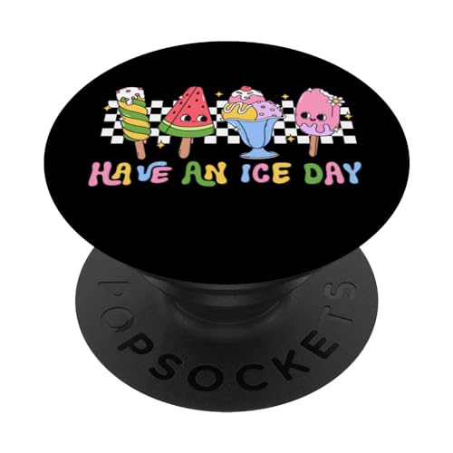 Groovy Retro Have an Ice Day Summer Vacation Helado Divertido PopSockets PopGrip Adhesivo