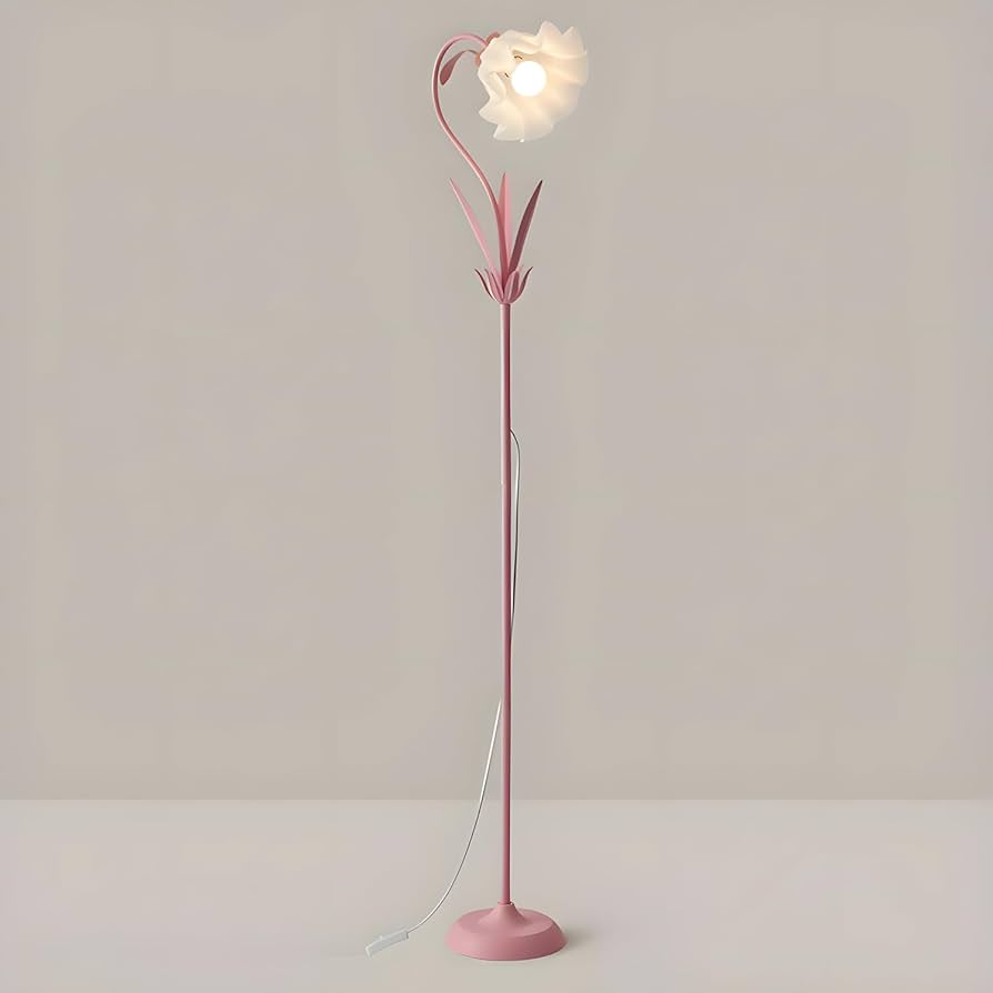 アンティーク　可愛いピンクの花モチーフ　特大スタンドライト アンティーク 可愛いピンクの花モチーフ 特大スタンドライト