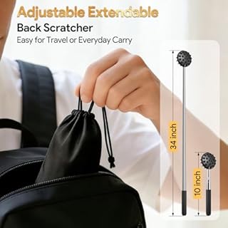 TUKUOS Telescoping Back Scratcher with 5 Detachable Scratching Heads, Rubber Handles, Anniversary Birthday Gifts for Men Women Back Scratcher for Men/Dad/Women/Adults