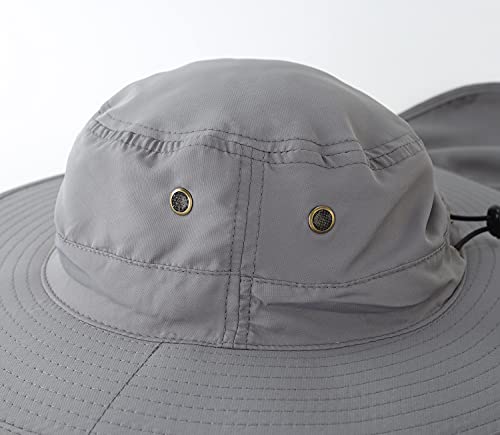 Image of Home Prefer UPF50 Mens Sun Hat with Neck Flap Quick Dry UV Protection Cap Womens Wide Brim Fishing Hat Neck Flap Beach Garden