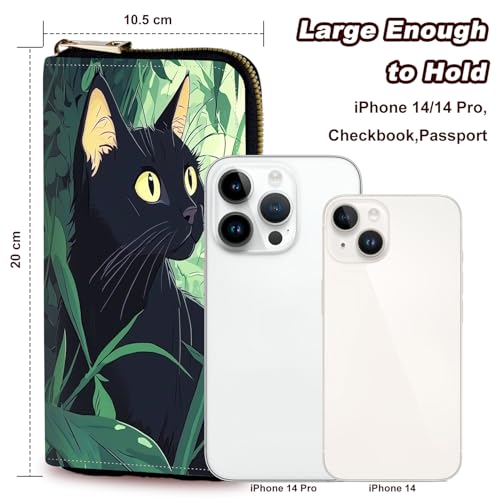 Wristlet Wallet for Women Teen Girls Womens Wallet RFID Blocking Credit Card Holder with Removable Wristlet,Leather Phone Wallet Clutch Large Capacity Ladies Travel Purs,Jungle Cat3