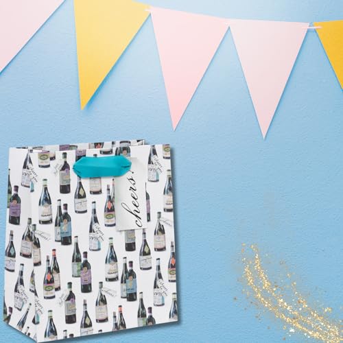 Glick Mittelgroße Geschenktüte, Cheers to You, 225 x 200 x 100 mm, luxuriöse recycelbare Tasche für Geburtstage & Feiern