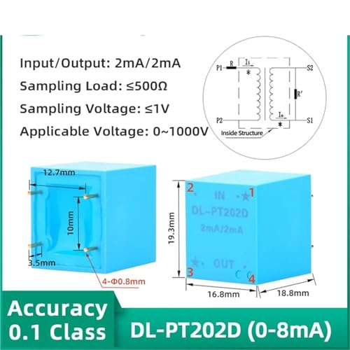 DL-PT202D mini transformador de voltaje para PCB con precisión clase 0.1 2