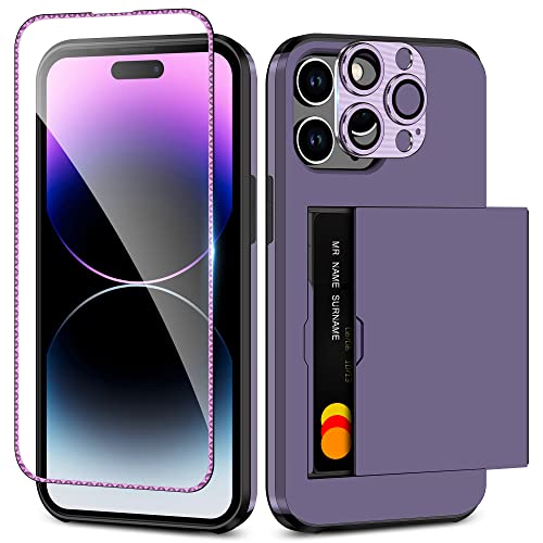 Samonpow 4-In-1 Iphone 14 Pro Max Case With Screen Protector & Camera Cover Full Body Hybrid Iphone 14 Pro Max Case Wallet Card Holder Shockproof Protective Case For Iphone 14 Pro Max For Women Men #TOP9