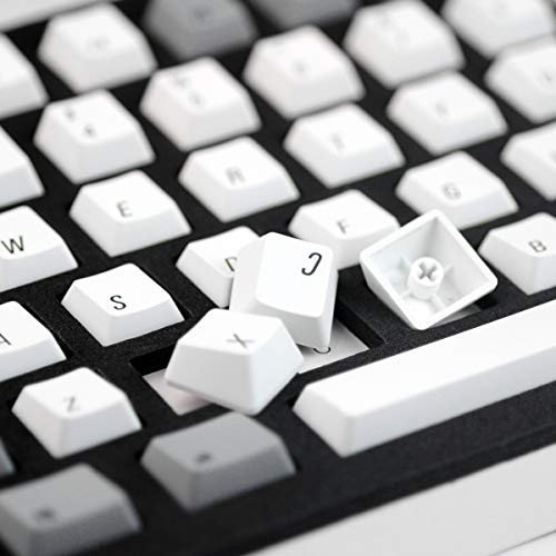 Qisan Keycaps 108 Keys PBT Keycaps Set PBT Portachiavi sottotegola per tastiere meccaniche-Grigio Combo Bianco