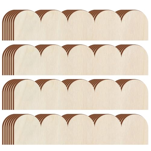 Threehoney 24 Pack Unfinished Scalloped Decorative Wood Trim Scalloped Edge Decorative Wood Molding Cute DIY Moulding Trim for Home Wall Cabinet Shelf and Window Door (15.75 x 3.54 Inch)