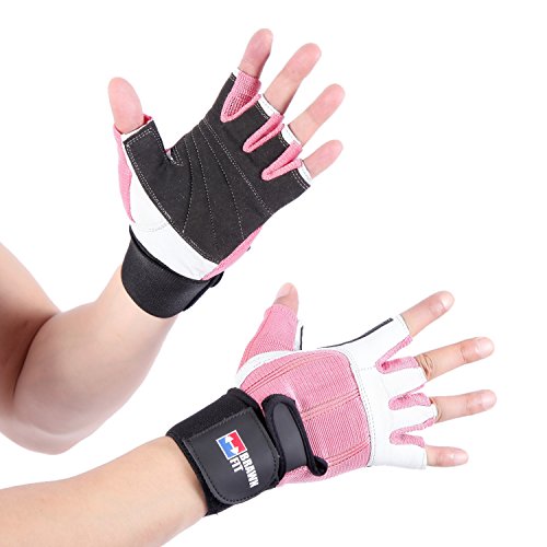 Brawn Fit Leather Weight Lifting Gloves with Wrist Support - Best Padded Workout