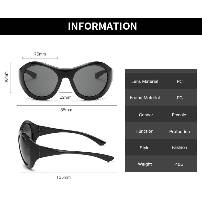 willochra Y2K Oval Cute Sunglasses for Women Men Oversized Frame Round Glasses UV Protection Colourful Shades3