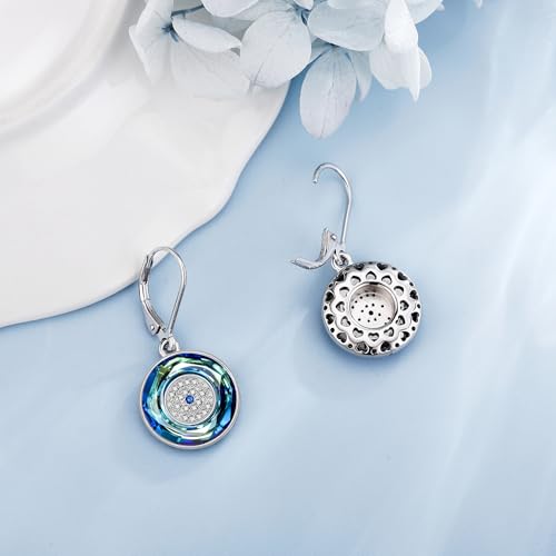 Evil Eye Earrings 925 Sterling Silver Blue Crystal Evil Eye Dangle Drop Earrings Luck Amulet Evil Eye Jewelry for Women3