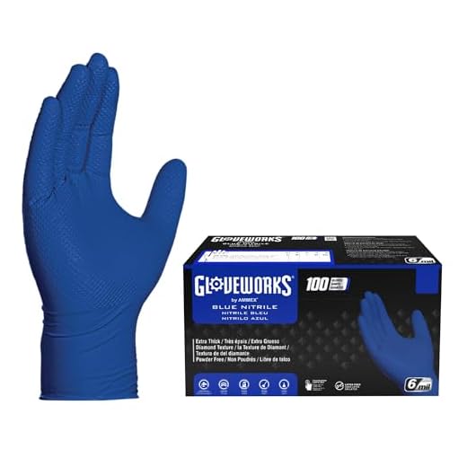 Ammex – Gwrbn – Gants en nitrile – Gloveworks – HD, jetables, poudre gratuit, Medium, Royal Blue, 100