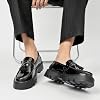 Zapatos de vestir tipo mocasín de charol negro para hombre, con plataforma, suela antideslizante, punta redonda, para trabajo formal y diario 4