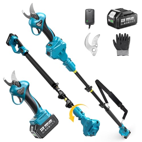 Seesii 2-in-1 Electric Pruning Shears with Pole, 15Ft Reach, 1.2' Cutting Diameter, 21V 4000mAh...