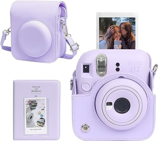 ZENKO Instant Mini 12 Case, Camera Case Compatible with Fuji/Film Insta*x Mini 12 Instant Camera,PU Leather Mini 12 Carry Bag & 64 Pocket Insta*x Album (Lilac Purple)