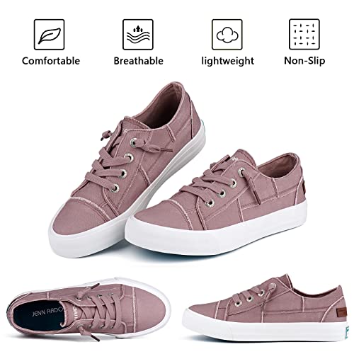 Jenn Ardor Fashion Slip On Sneakers For Women Classic Low Top Canvas Shoes Adjustable No-Tie Lace Up Flats Women Summer Shoes Breathable Comfortable Causal Sneakers For Women Walking Pink #TOP1