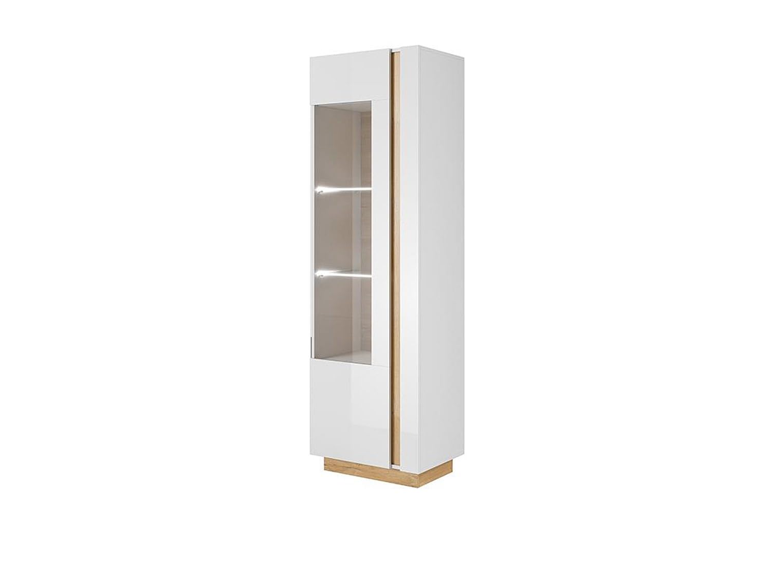 Vente-unique - Vetrina 1 anta con LED Bianco brillante e Rovere - MURARI