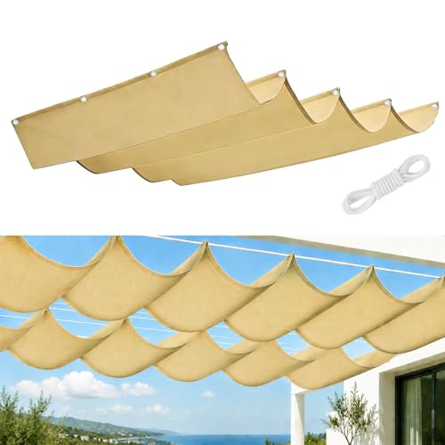 Voile d'ombrage haut de gamme 250x400 cm bâche rétractable imperméable sable - 2