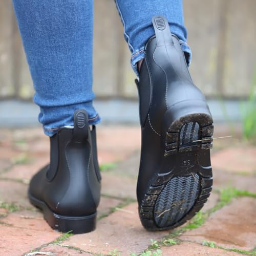 RL24 - Winter Jodhpur Gummistiefeletten Basicline – Gummistiefel Damen & Herren – wasserdichte Stiefeletten mit Teddyfutter – Regenstiefeletten in schwarz – Chelsea Boots in Größe 39