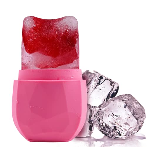 Ice Roller for Face and Eye, Upgrated Diamond Ice Facial Roller, Gua Sha Face Massage, Facial Beauty Ice Roller Skin Care Tools, Silicone Ice Mold for Face Beauty, Cryotherapy for Face Ice (Pink)