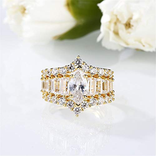 Jeulia 1.5 Carat 3 PC Marquise Cut Wedding Set Women 18K Gold Plated Engagement Rings 925 Sterling Silver Promise Band Rings Anniversary with Jewelry Gift Box3