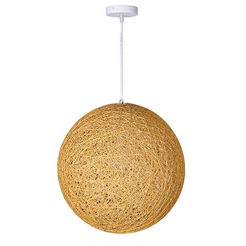 Lustre boule de chanvre haut de gamme en rotin tressé main 50cm