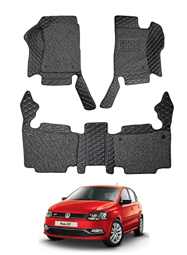 Image of Auto Hub Premium 7D car mat Polo GT, Luxury Double-Stich 7d Car Floor Mat Complete Set, 100% Waterproof and Washable, Color : Black