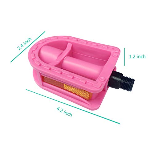 Upgraded Kid's Bike Pedal 1/2-Inch Bike Pedals 1 Pair Kids Spindle Pedals Resin Fit 12" 14" Youth Bikes (Pink) #TOP2