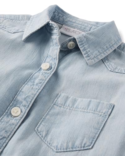 The Children's Place Girls' Long Sleeve Plaid Twill Tie Front Button Down Shirt2