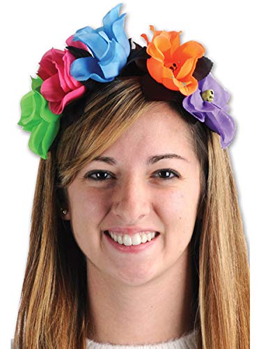 Beistle Company 00482 - Diadema con diseño de flores del Día de los Muertos