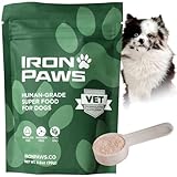 Iron Paws Human-Grade Superfood for Dogs, Premium Greens Powder Supplement for Dental & Teeth Health, Longevity, Hip & Joint, Gut Health, Allergies, Immune Support, Skin & Coat - 60 Scoops